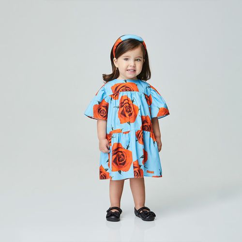 Vestido Toddler Rosas Azul