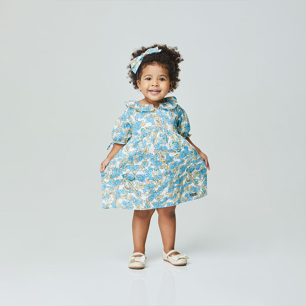 Vestido Toddler Flora Azul