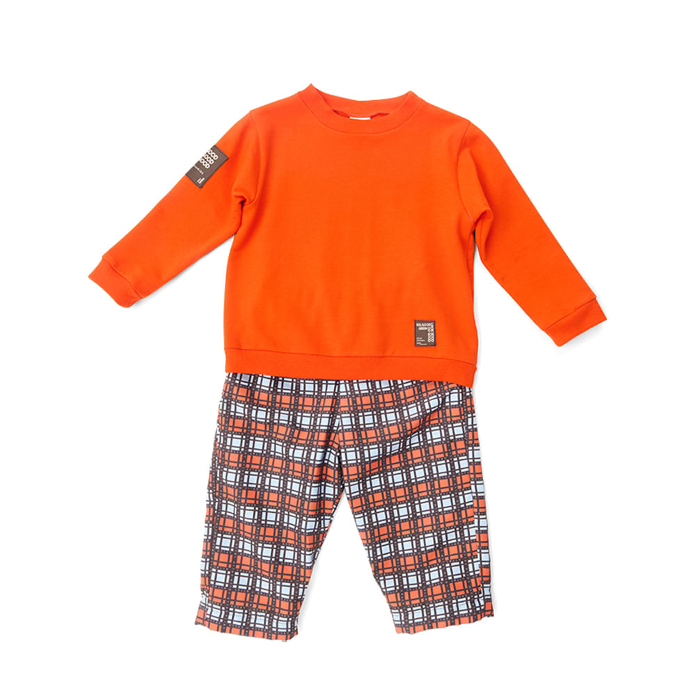 Conjunto Toddler Infinito Manga Longa Laranja