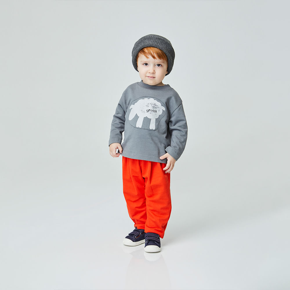 Conjunto Toddler Sheep Manga Longa Cinza