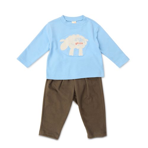 Conjunto Toddler Sheep Manga Longa Azul