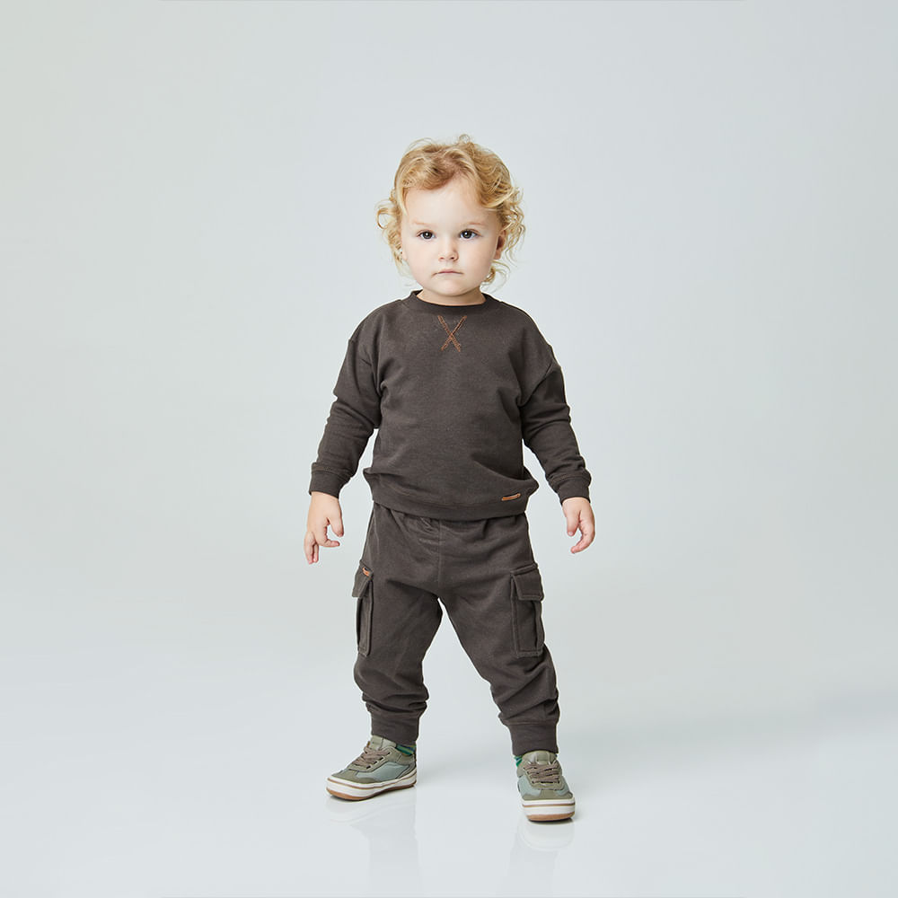 Conjunto Toddler Astral Manga Longa Chumbo
