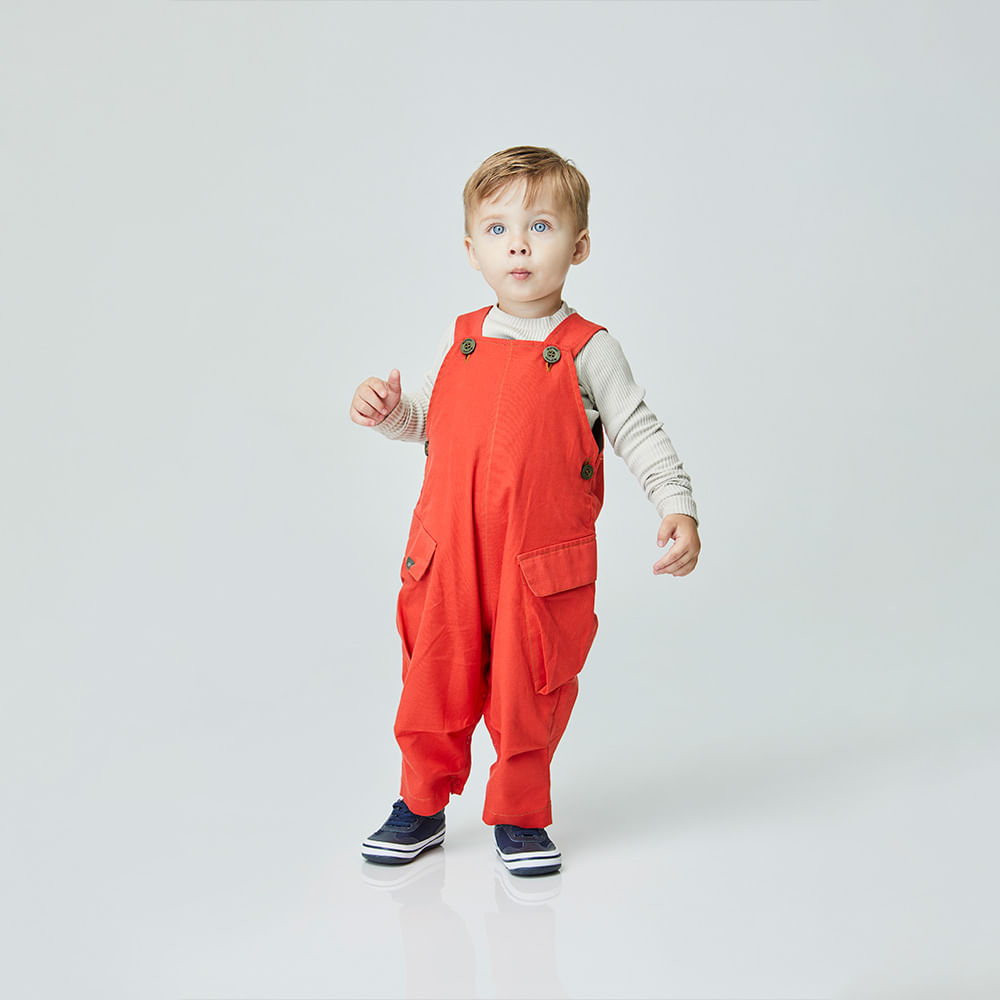 Jardineira Toddler Oxford Vermelha