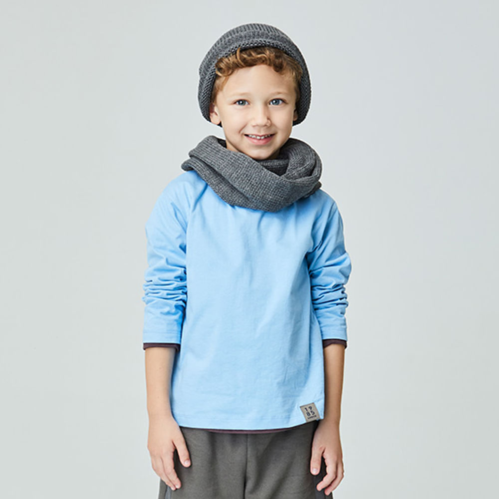 Camiseta Infantil Astral Manga Longa Azul Claro