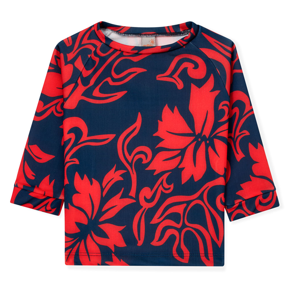 Camiseta Bebê Green UV Manga Longa Vermelha