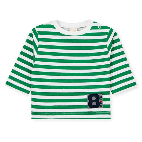 Camiseta Bebê Stripe Manga Longa Verde