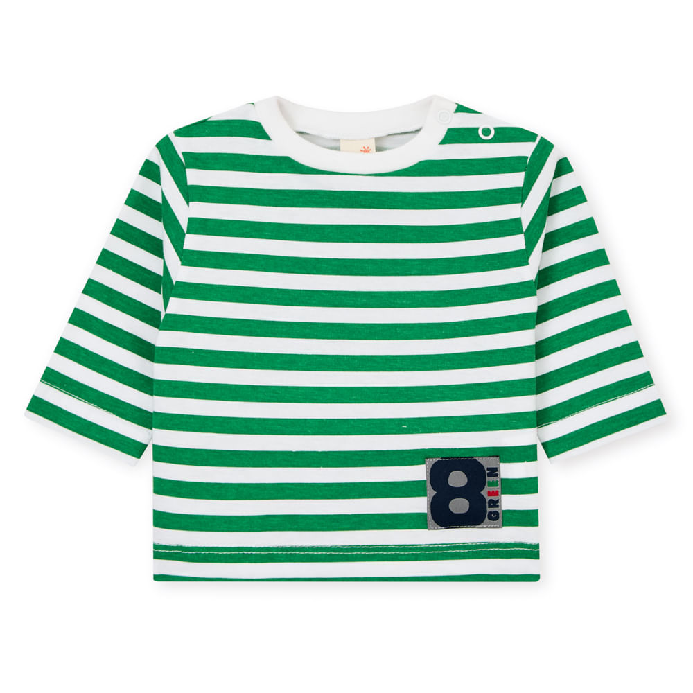 Camiseta Bebê Stripe Manga Longa Verde