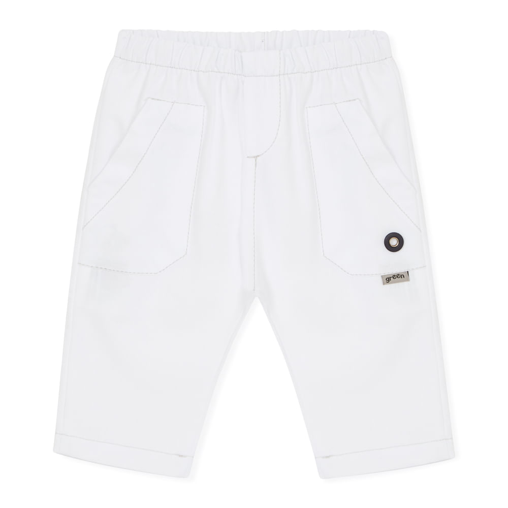 Calça Bebê Sarja Branca