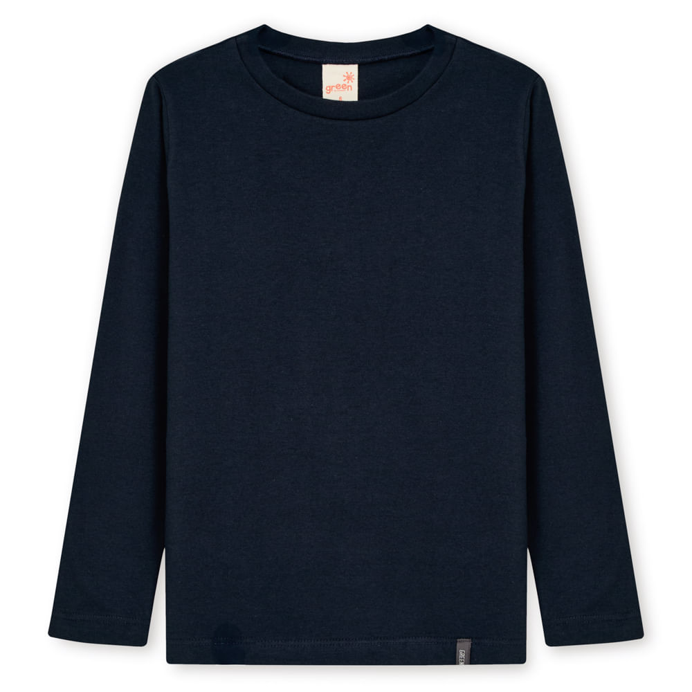 Camiseta Infantil Básica Manga Longa Azul