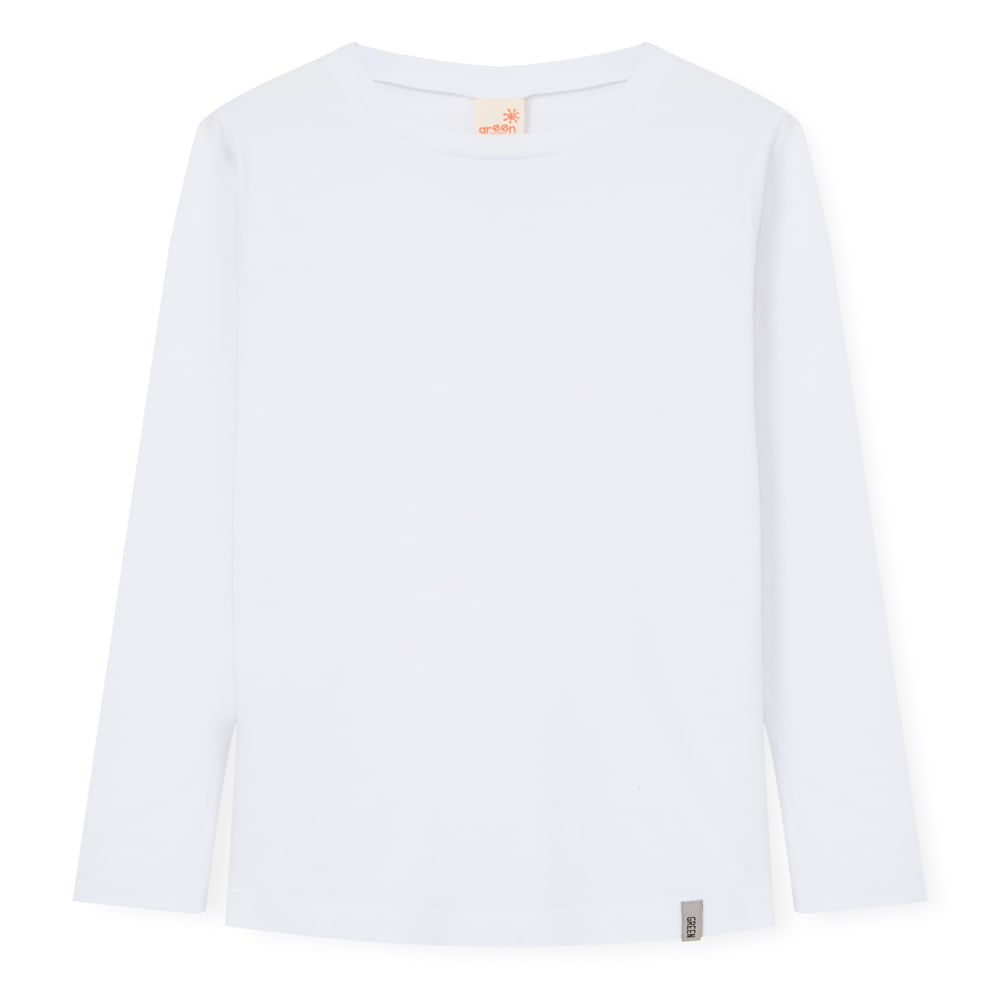 Camiseta Infantil Básica Manga Longa Branca