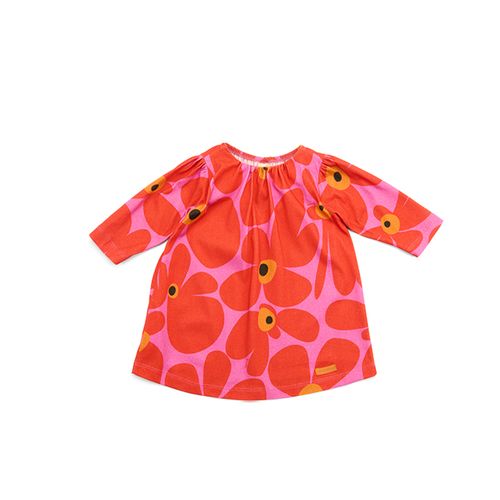 Vestido Bebê Power Flower Manga Longa Vermelho