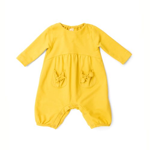 Macacão Bebê Amor Manga Longa Amarelo