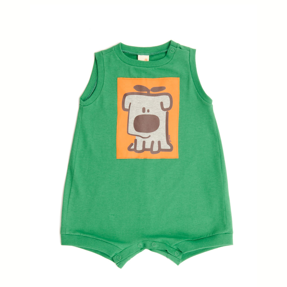 Macacão Bebê Regata Dog Verde