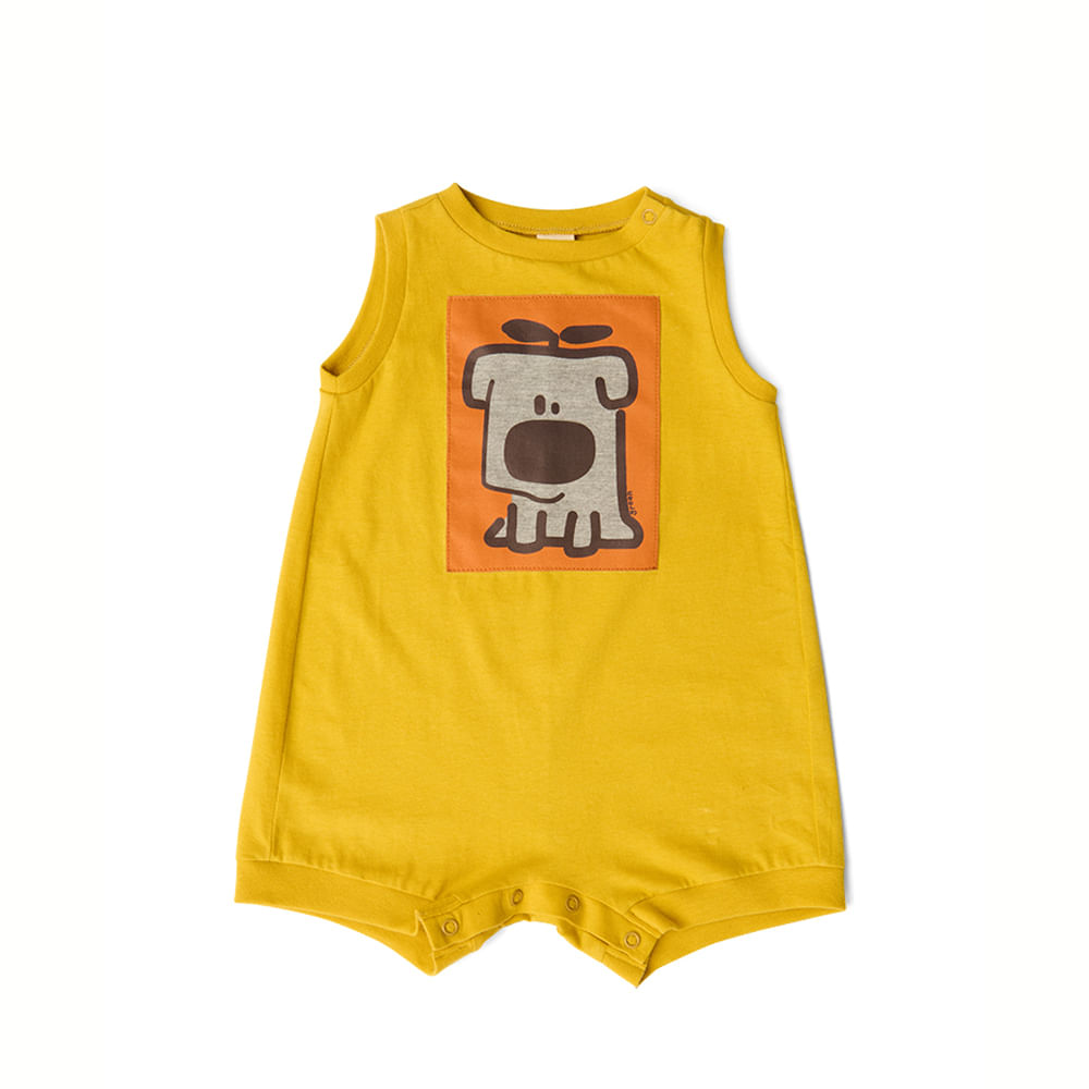Macacão Bebê Regata Dog Amarelo
