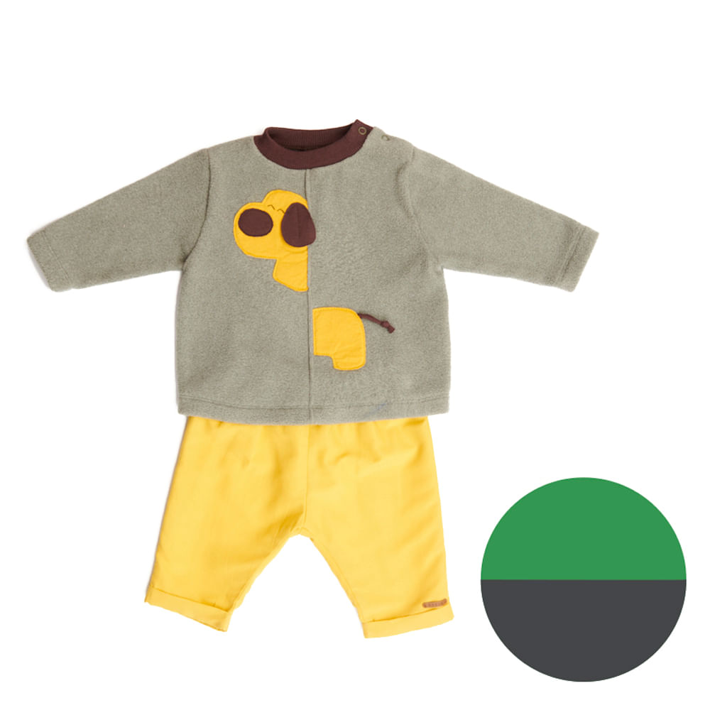 Conjunto Bebê Dogs Manga Longa Verde