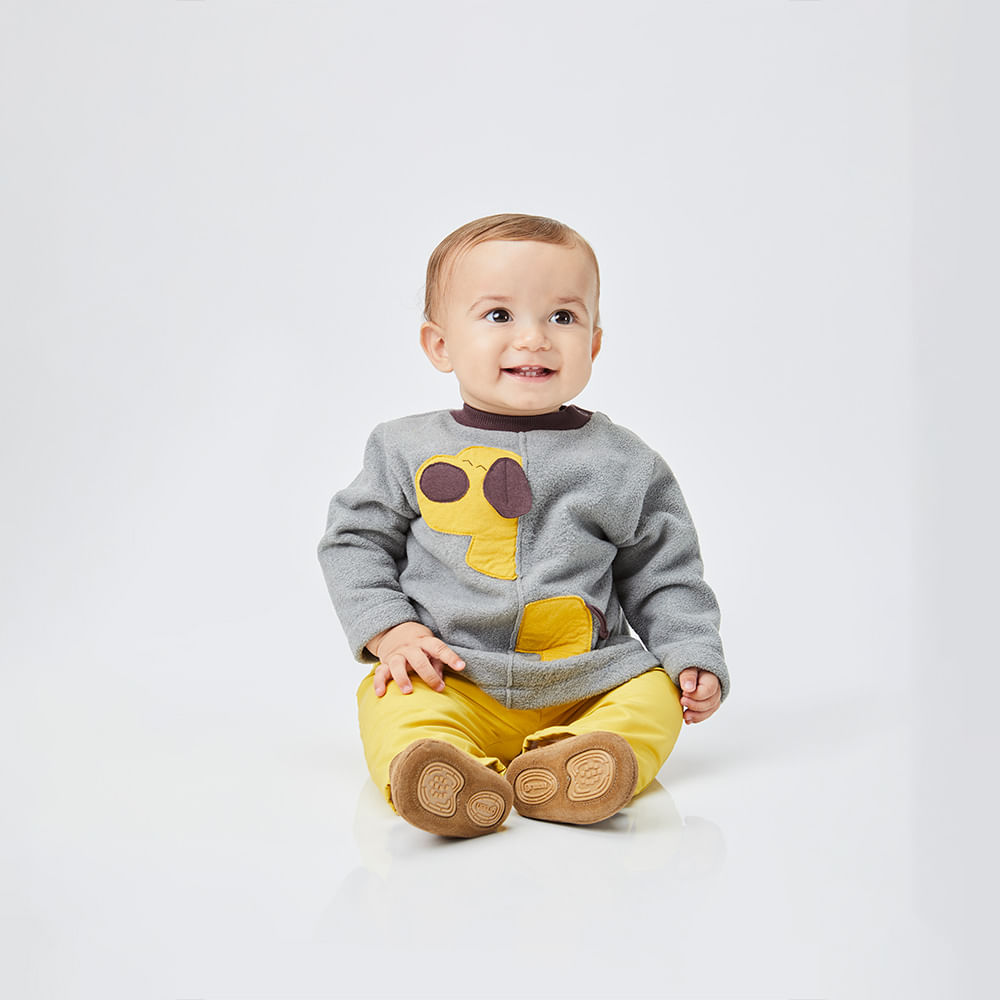 Conjunto Bebê Dogs Manga Longa Amarelo