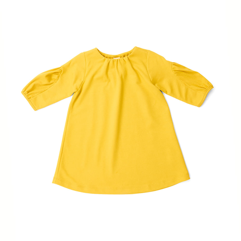 Vestido Toddler Amor Manga Longa Amarelo