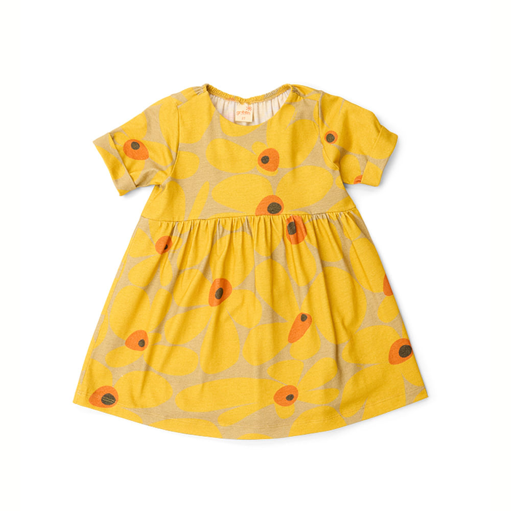 Vestido Toddler Flower Power Amarelo