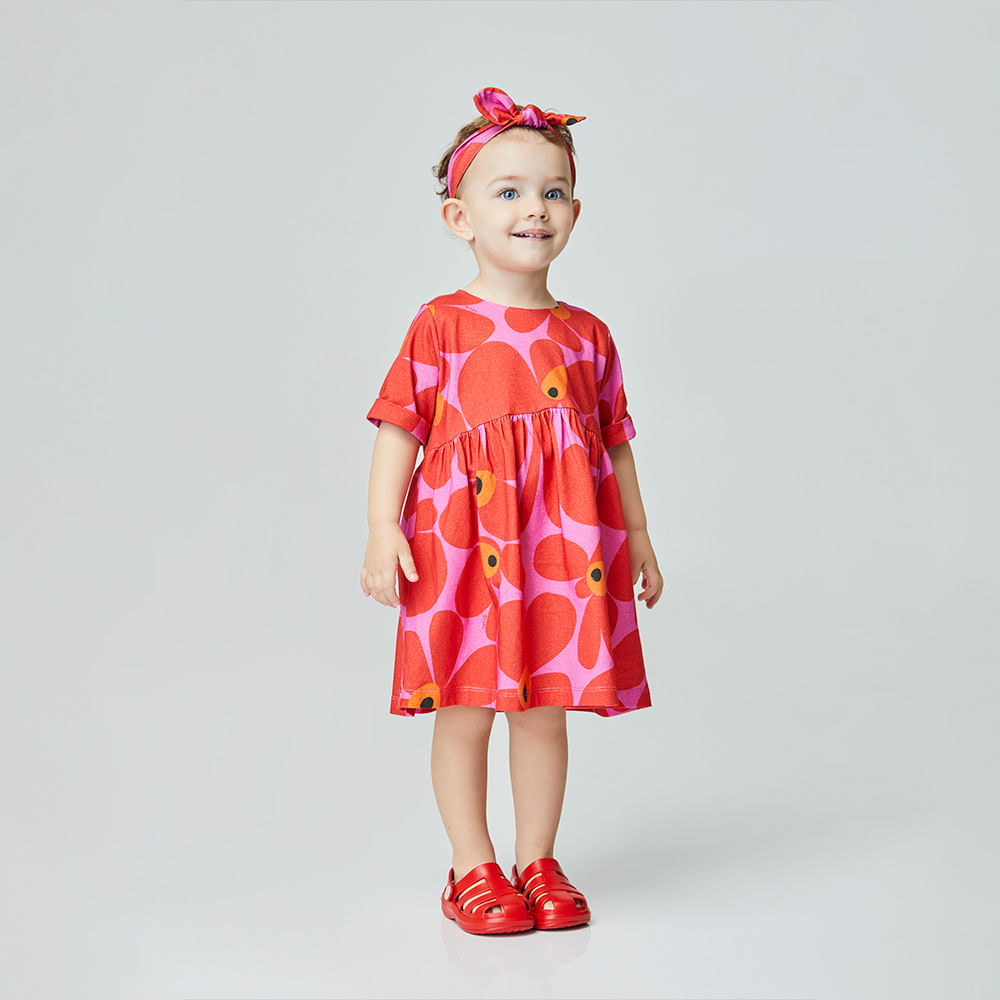 Vestido Toddler Flower Power Vermelho
