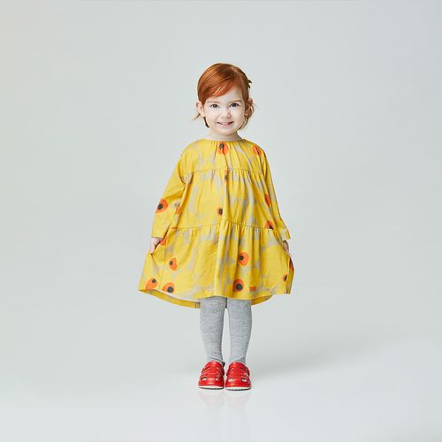 Vestido Toddler Flower Power Manga Longa Amarelo