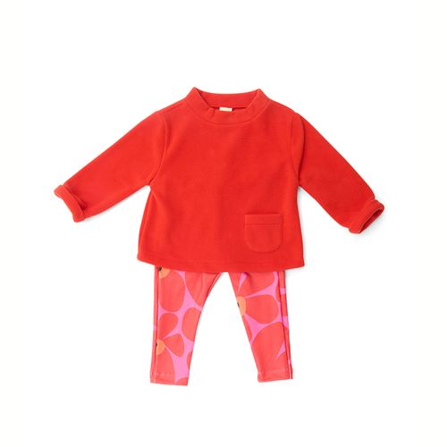 Conjunto Toddler Flower Power Manga Longa Vermelho