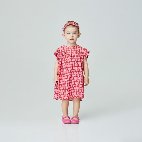 Vestido Toddler Menina Trevo Encantado Vermelho