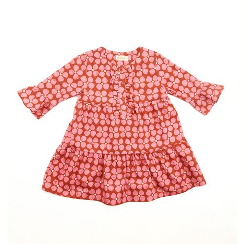 Vestido Toddler Trevo Encantado Manga Longa Vermelho