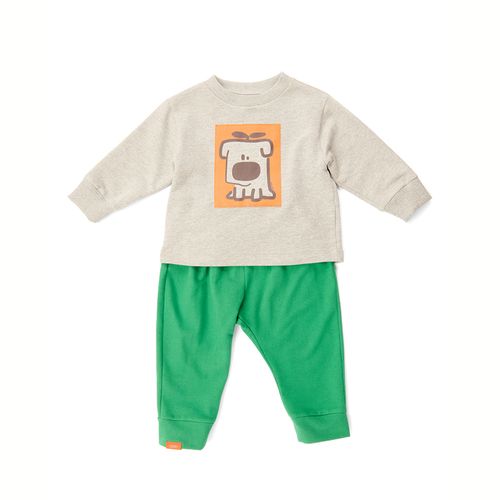 Conjunto Toddler Dog Manga Longa Verde
