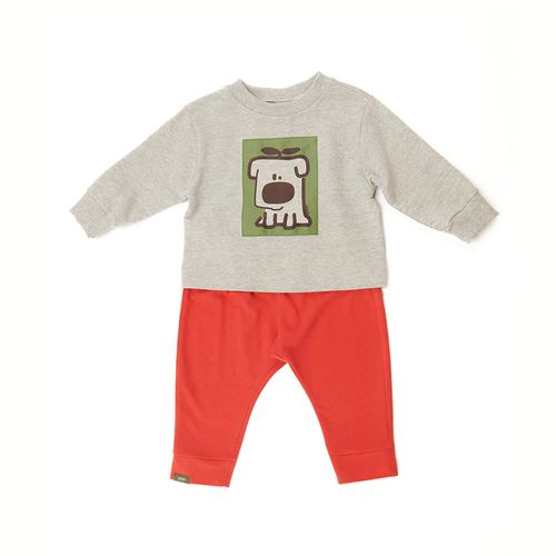 Conjunto Toddler Dog Manga Longa Vermelho