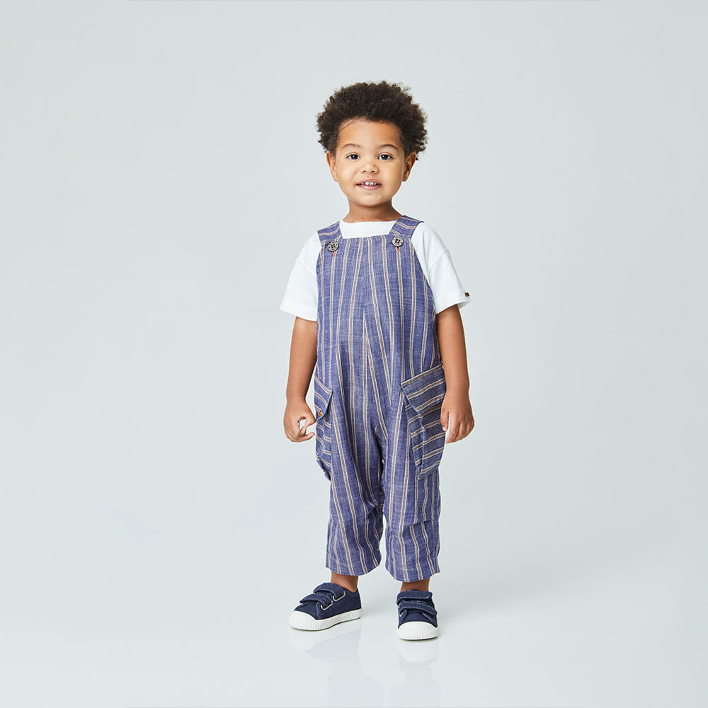 Jardineira Toddler Caminhos Azul