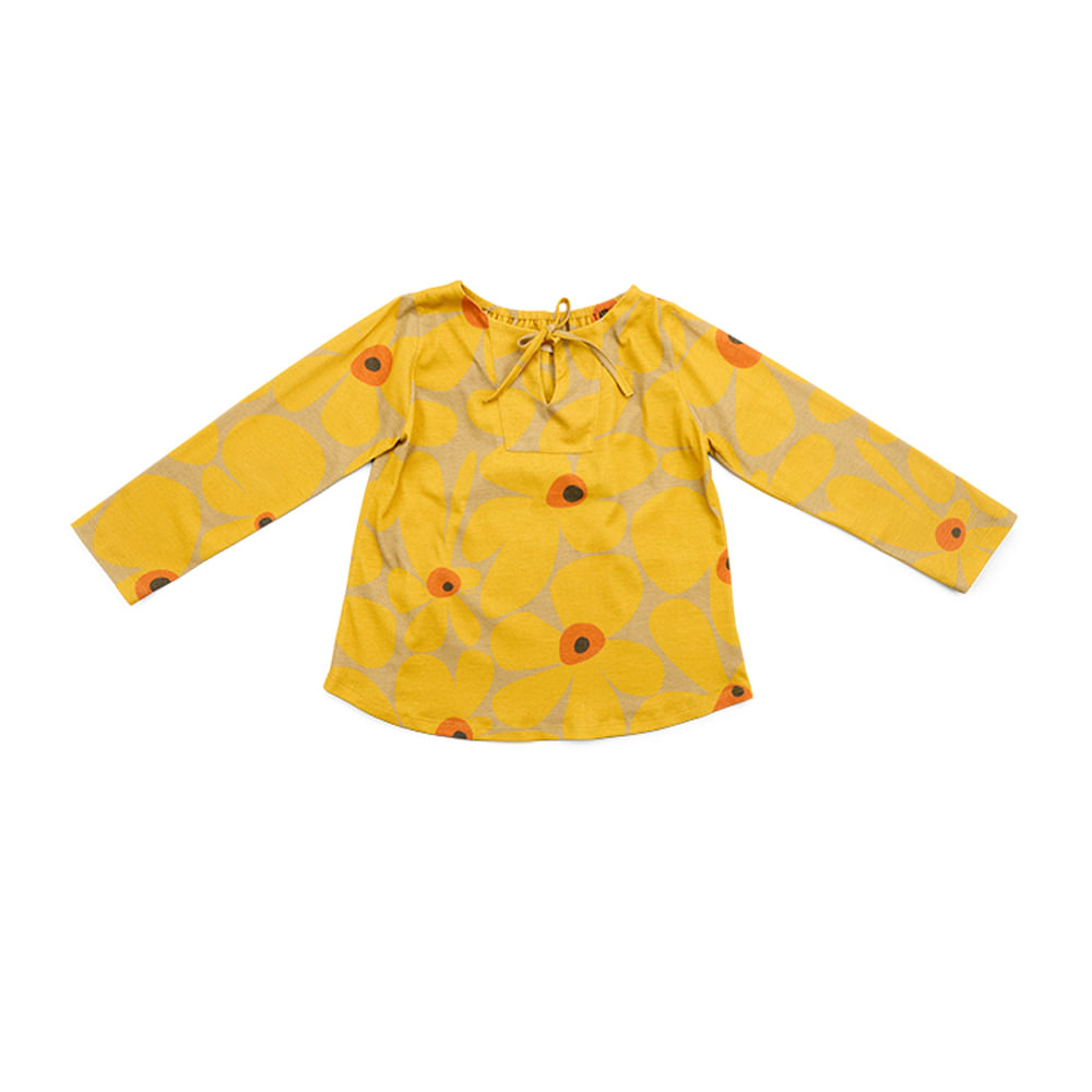 Bata Infantil Power Flower Manga Longa Amarela