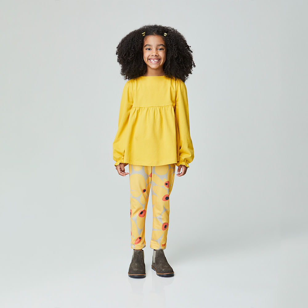 Calça Legging Infantil Power Flower Amarela