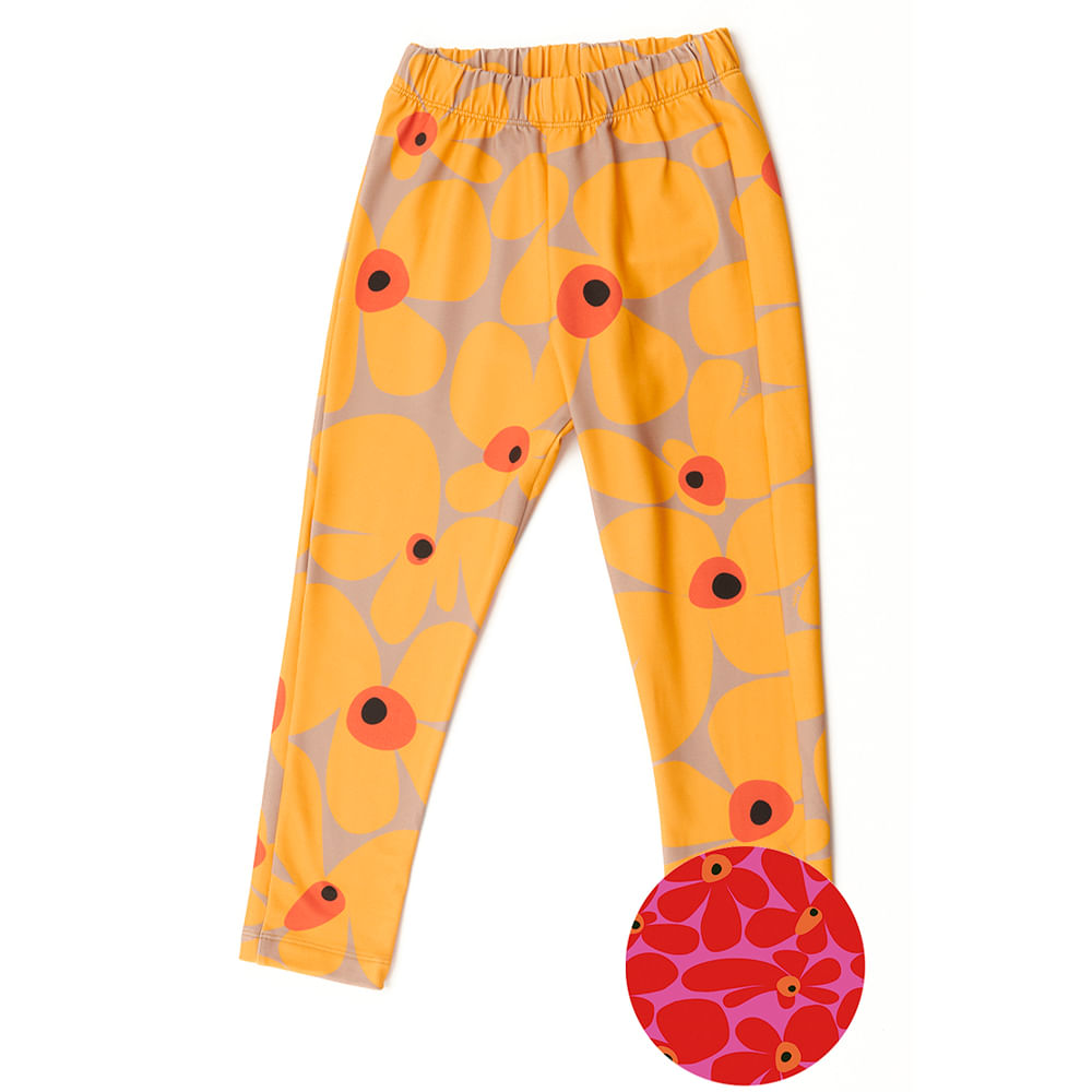 Calça Legging Infantil Power Flower Vermelha
