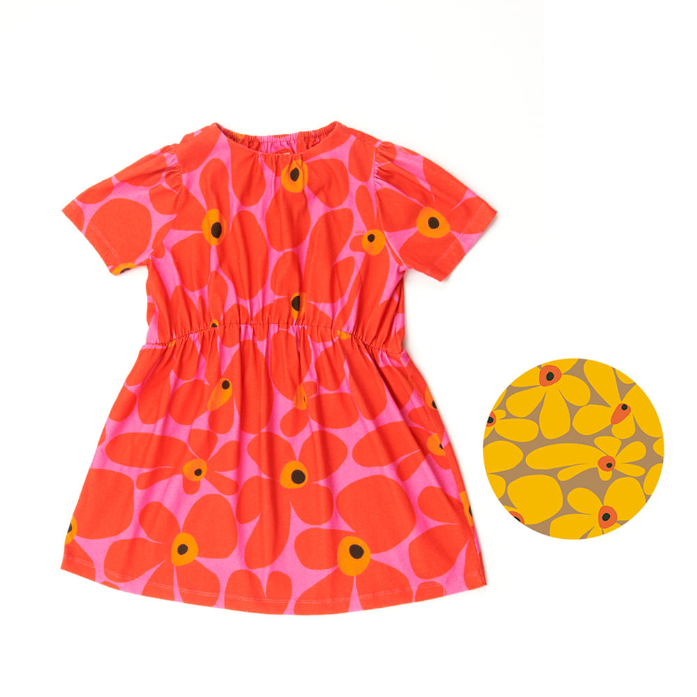 Vestido Infantil Power Flower Amarelo