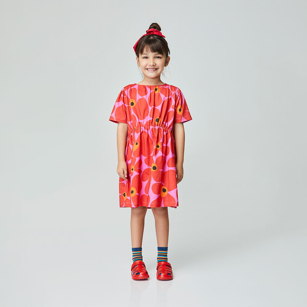 Vestido Infantil Power Flower Vermelho