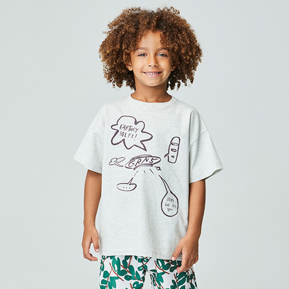 Camiseta Infantil Folks Cinza