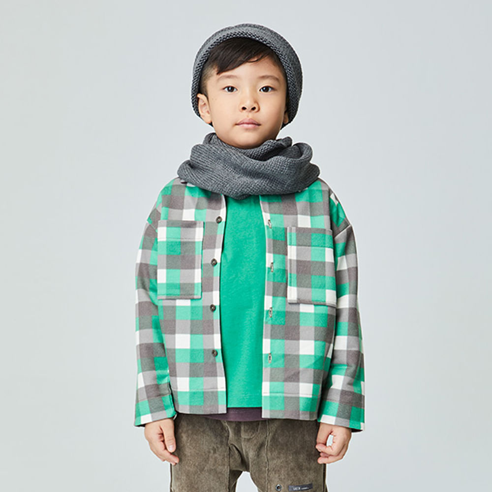 Camisa Infantil Xadrez Green Manga Longa