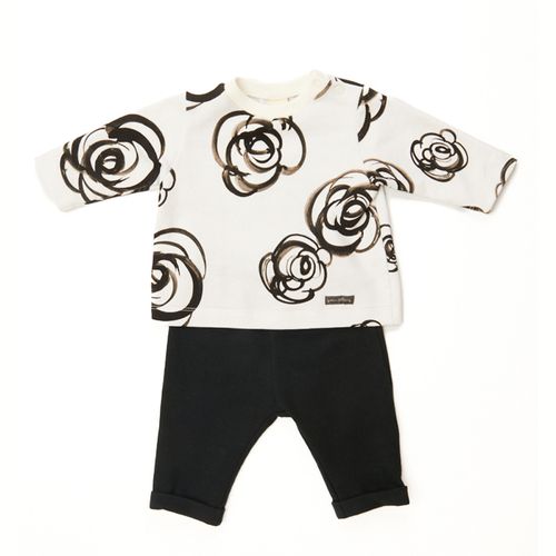 Conjunto Bebê Aquarela Manga Longa Off-White