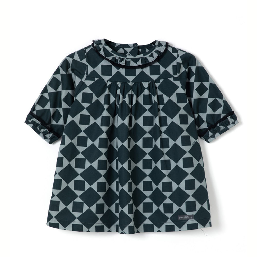 Vestido Bebê Memórias Manga Longa Chumbo