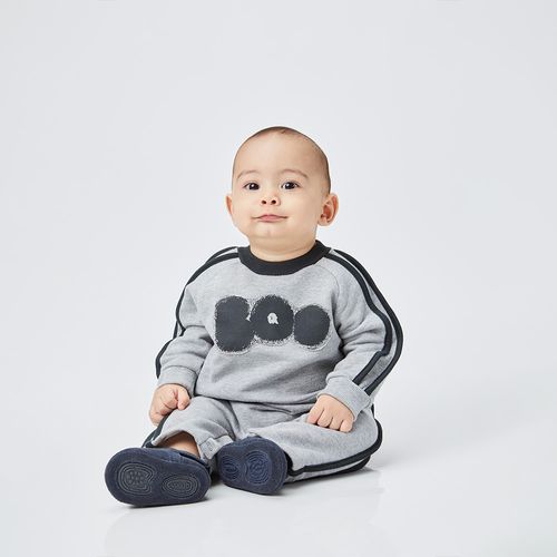 Macacão Bebê BOO Manga Longa Cinza