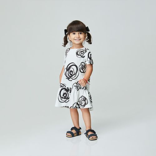 Vestido Toddler Aquarela Off-White