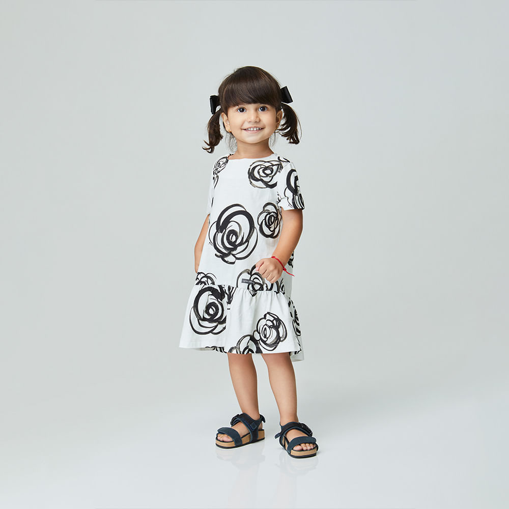 Vestido Toddler Aquarela Off-White