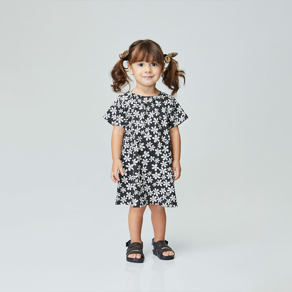 Vestido Toddler Floressência Chumbo