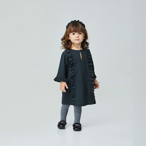 Vestido Toddler Menina Blossom Manga Longa Chumbo