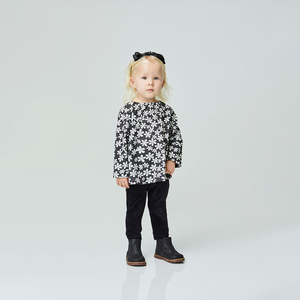Conjunto Toddler Floressência Manga Longa Chumbo