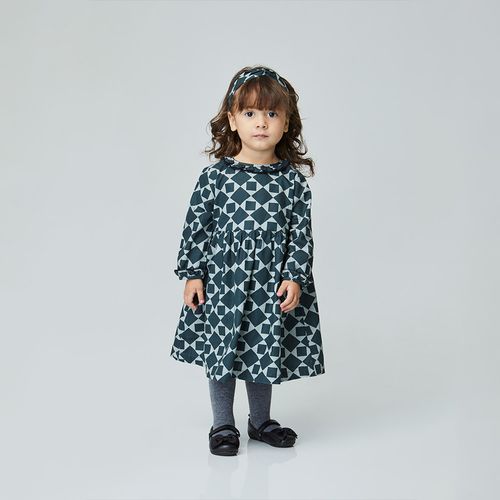 Vestido Toddler Memórias Manga Longa Chumbo