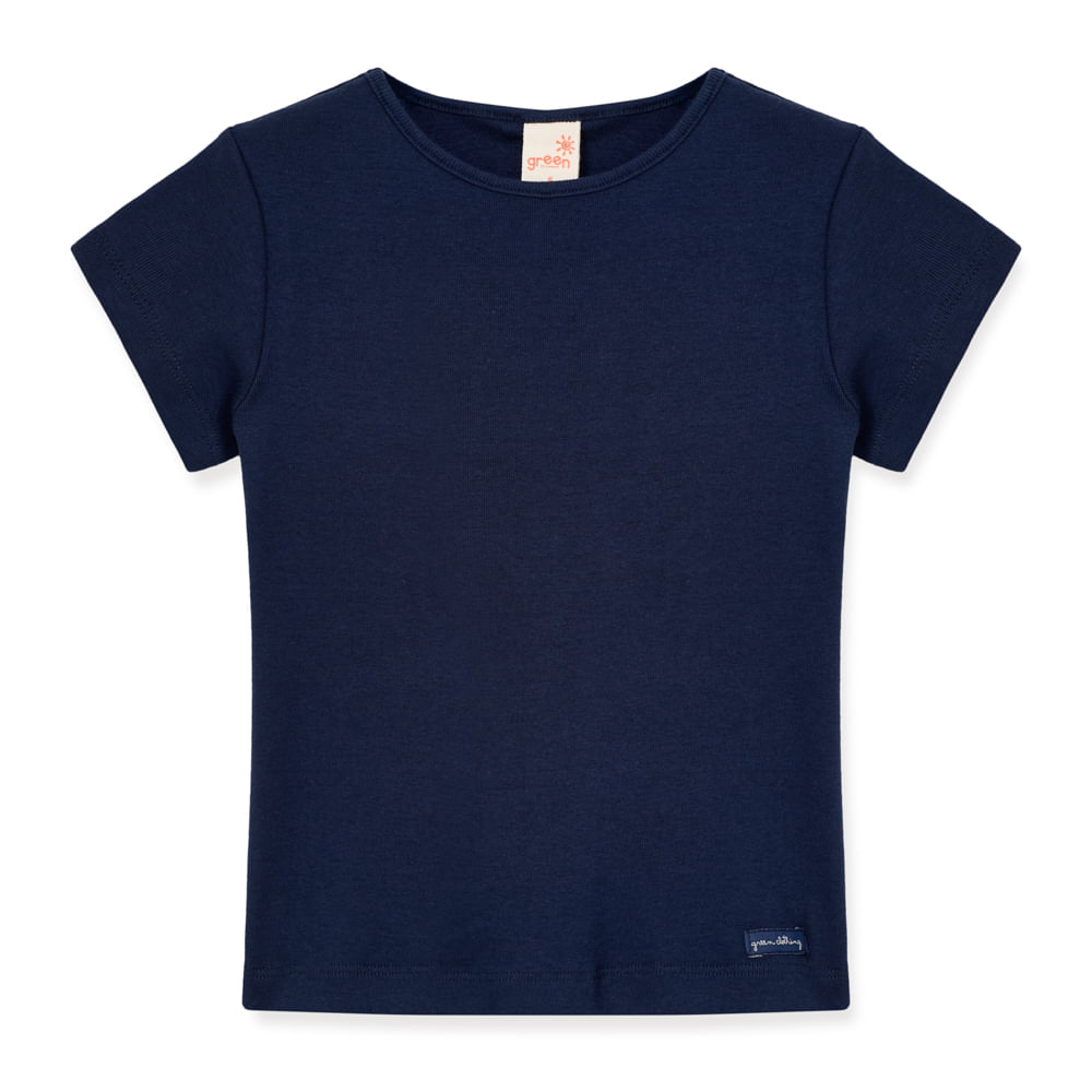 Camiseta Infantil Básica Rib Azul Escuro