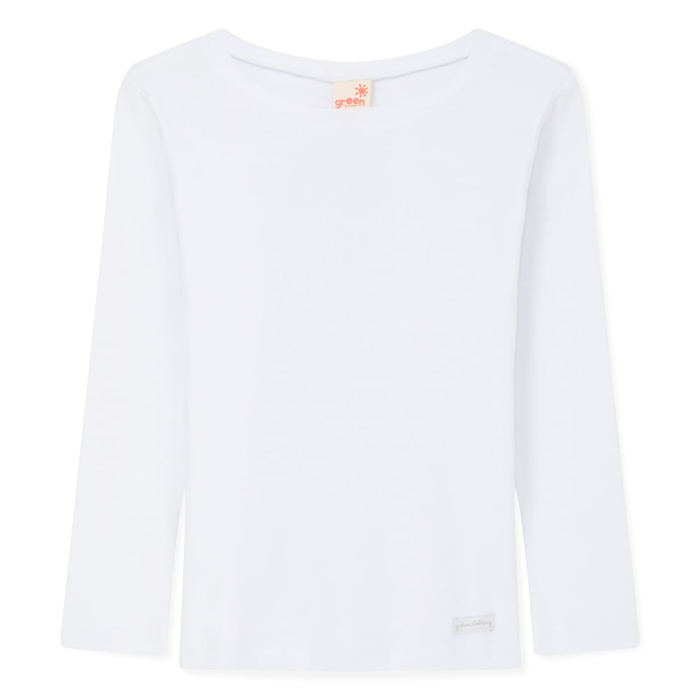 Camiseta Infantil Rib Manga Longa Branca
