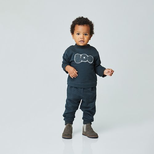 Conjunto Toddler Felpado BOO Manga Longa Chumbo