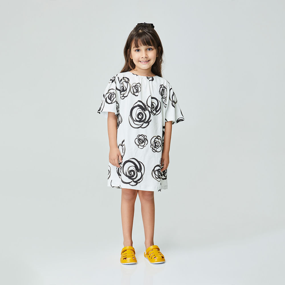 Vestido Infantil Aquarela Off-White